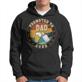 Promoted To Dad 2023 Mom Baby Pregnancy Announcement Father Gift For Mens Hoodie | Mazezy