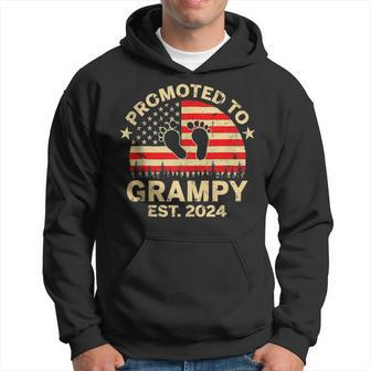 Promoted To Grampy Est 2024 Us Flag Fathers Day Pregnancy Hoodie - Thegiftio UK