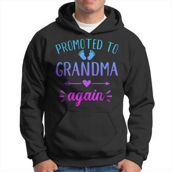 Promoted To Grandma Again Flower Baby Announcement Men Hoodie Graphic Print Hooded Sweatshirt - Seseable
