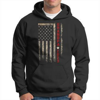 Promoted To Grandpa 2023 Vintage Flag First Time Fathers Day Hoodie - Seseable