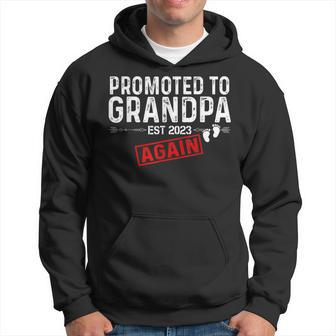 Promoted To Grandpa Again Est 2023 Baby Announcement Gift For Mens Hoodie | Mazezy