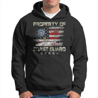 Property Of US Coast Guard Uscg Military Family Gift Men Hoodie Graphic Print Hooded Sweatshirt - Seseable
