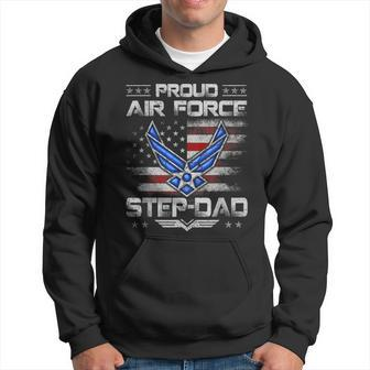Proud Air Force Step-Dad Veteran Vintage Flag Veterans Day Hoodie - Seseable