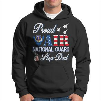 Proud Air National Guard Step-Dad Air Force Veterans Day Men Hoodie Graphic Print Hooded Sweatshirt - Seseable
