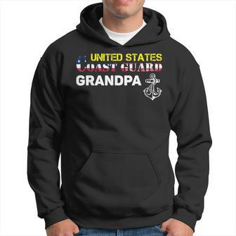 Proud Coast Guard Grandpa American Flag Father Gift Hoodie - Seseable