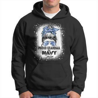 Proud Grandma Of A Navy Sailor Veteran Day Messy Bun Gift For Womens Hoodie | Mazezy