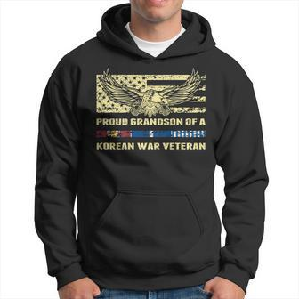 Proud Grandson Of A Korean War Veteran Military Vets Family Men Hoodie Graphic Print Hooded Sweatshirt - Seseable