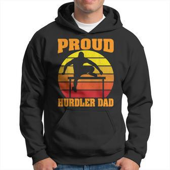 Proud Hurdler Dad Vintage Retro Sunset Track And Field Son Hoodie - Seseable