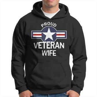 Proud Military Veteran Wife Vintage Aircraft Roundel Men Hoodie Graphic Print Hooded Sweatshirt - Seseable