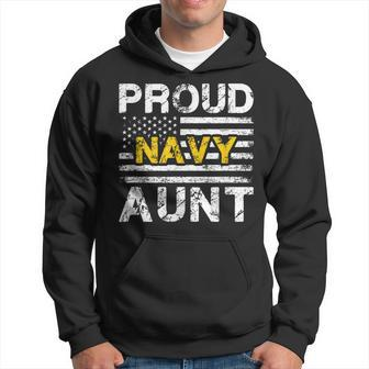 Proud Navy Aunt Us Flag Family Military Appreciation Graphic Hoodie | Mazezy