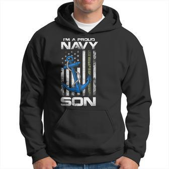 Proud Navy Son American Flag Vintage Hoodie - Seseable