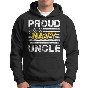 Proud Navy Uncle Us Flag - Military Family Appreciation Hoodie - Seseable