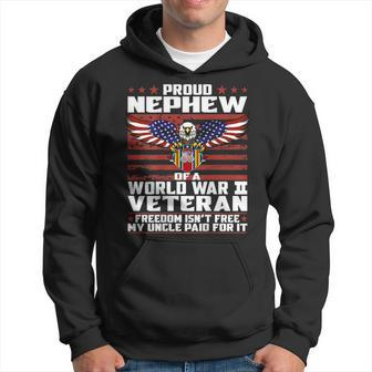 Proud Nephew Of A World War 2 Veteran Ribbon Patriotic Gift Men Hoodie Graphic Print Hooded Sweatshirt - Seseable