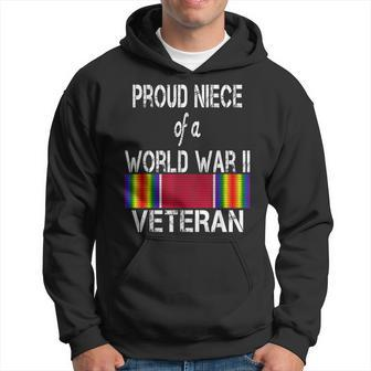 Proud Niece Of A World War Ii Veteran Us Military Men Hoodie Graphic Print Hooded Sweatshirt - Seseable