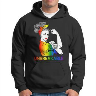 Proud Sister Lgbt Strong Woman Unbreakable Rainbow Gay Pride Men Hoodie Graphic Print Hooded Sweatshirt - Seseable