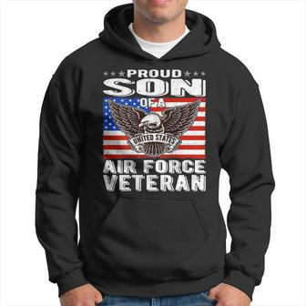 Proud Son Of A Us Air Force Veteran Patriotic Military Child Men Hoodie Graphic Print Hooded Sweatshirt - Seseable