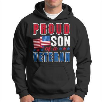 Proud Son Of A Veteran Patriotic Veterans Day Usa Flag Hoodie - Seseable