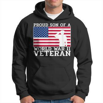 Proud Son Of World War 2 Veteran | Military Family Gift Men Hoodie Graphic Print Hooded Sweatshirt - Seseable
