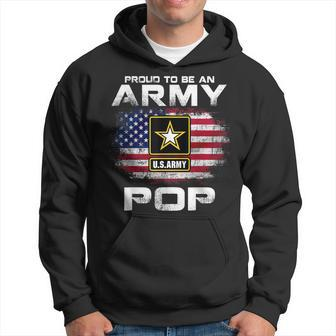 Proud To Be An Army Pop With American Flag Gift Veteran Men Hoodie Graphic Print Hooded Sweatshirt - Thegiftio UK