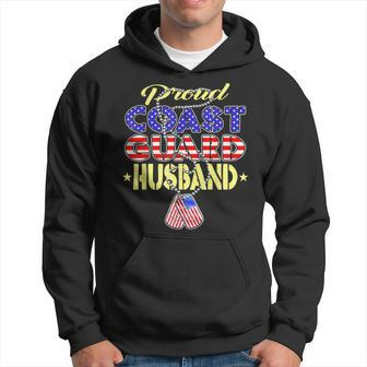 Proud Us Coast Guard Husband Us Flag Dog Tag Military Spouse Hoodie | Mazezy