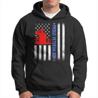 Proud Veteran Son T Us Flag Men Hoodie Graphic Print Hooded Sweatshirt - Seseable