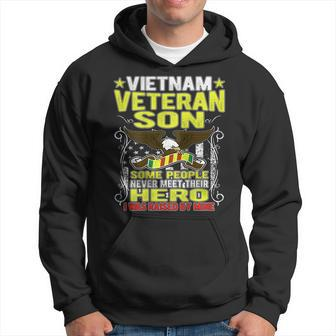 Proud Vietnam Veteran Son - Military Veterans Child Gift Men Hoodie Graphic Print Hooded Sweatshirt - Seseable
