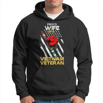 Proud Wife Of A Vietnam Veteran American Flag Men Hoodie Graphic Print Hooded Sweatshirt - Seseable