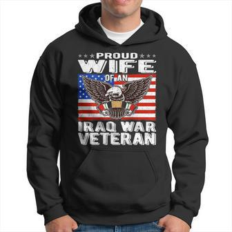 Proud Wife Of An Iraq Veteran Patriotic Military Spouse Gift Men Hoodie Graphic Print Hooded Sweatshirt - Seseable