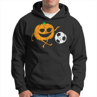 Pumpkin Playing Soccer Football Halloween Costume Sports Men Hoodie - Thegiftio UK