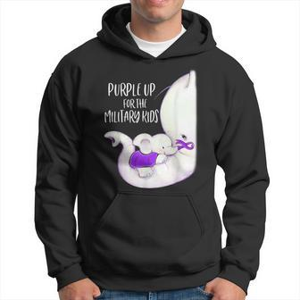 Purple Up For The Military Kids Month Funny Elephant Ribbon Hoodie