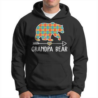 Puzzle Piece Autism Awareness Grandpa Bear Gift Men Adults Hoodie | Mazezy