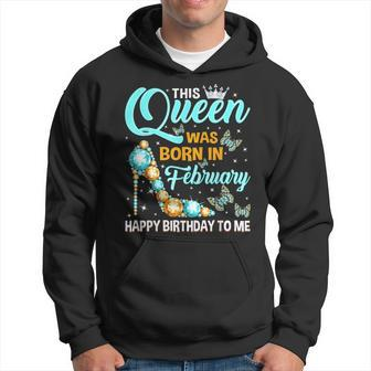 This Queen Was Born In February Birthday Diamond High Heel Men Hoodie - Thegiftio UK