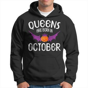 Queens Are Born In October Halloween Birthdays Hoodie | Mazezy