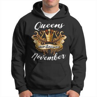 Queens Are Born In November Birthday Men Hoodie - Thegiftio UK