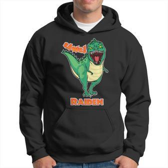 Raiden Name Personalized Custom Dinosaur Rawr T-Rex Men Hoodie - Thegiftio UK