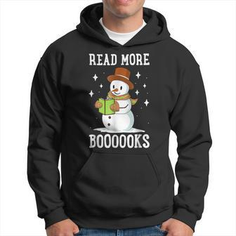 Read More Booooks Christmas Library Snowman Reading Books Men Hoodie - Thegiftio UK