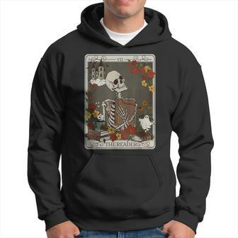 The Reader Tarot Card Skeleton Librarian Halloween Men Hoodie - Thegiftio UK