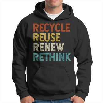 Recycle Reuse Renew Rethink Retro Vintage Earth Day 2023 Hoodie | Mazezy
