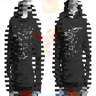 Red Buffalo Plaid Hummingbird Santa Christmas Matching Men Hoodie Graphic Print Hooded Sweatshirt | Seseable UK