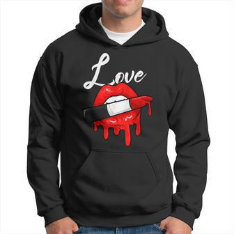 Red Lipstick Lips Love Valentines Day Make Up Valentines Hoodie - Seseable