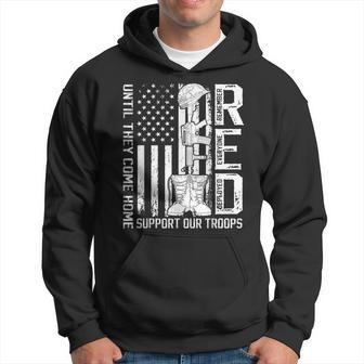 Red Remember Everyone Deployed Friday Us Military Veterans Hoodie | Mazezy