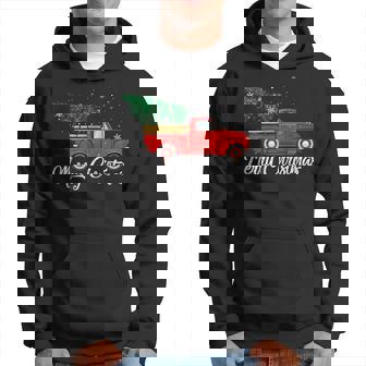 Red Truck Pick Up Christmas Tree Vintage Retro Men Hoodie Graphic Print Hooded Sweatshirt | Seseable CA