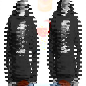 Red Wine Glasses Santa Hat Christmas Funny Wine Lover Xmas Men Hoodie Graphic Print Hooded Sweatshirt - Thegiftio UK