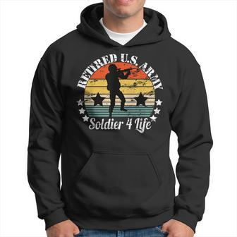 Retired Us Army Soldier 4 Life Army Veteran Retirement Gift Men Hoodie Graphic Print Hooded Sweatshirt - Seseable