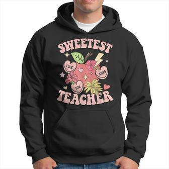 Retro Cute Apple Sweetest Teacher Funny Valentines Day Hoodie - Seseable