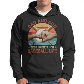 Retro Dad & Son Best Friends For Baseball Life Fathers Day Hoodie - Thegiftio UK