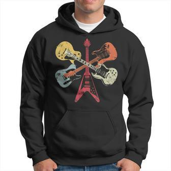 Retro Distressed Guitar Collection Rock Music Fan Guitarist Hoodie | Mazezy