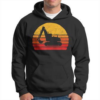 Retro Excavator & Sunset Vintage Construction Design Retro Hoodie | Seseable UK