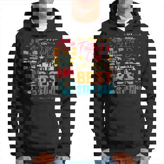 Retro Fathers Day To The Best Step Dad Stepped Up Dad Men Hoodie - Thegiftio