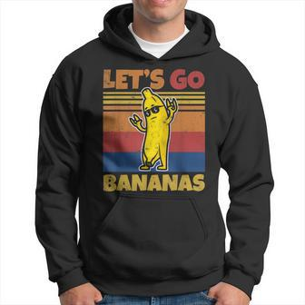 Retro Funny Banana Meme Let Us Go Banana Rocker Bananas Men Hoodie Graphic Print Hooded Sweatshirt - Seseable